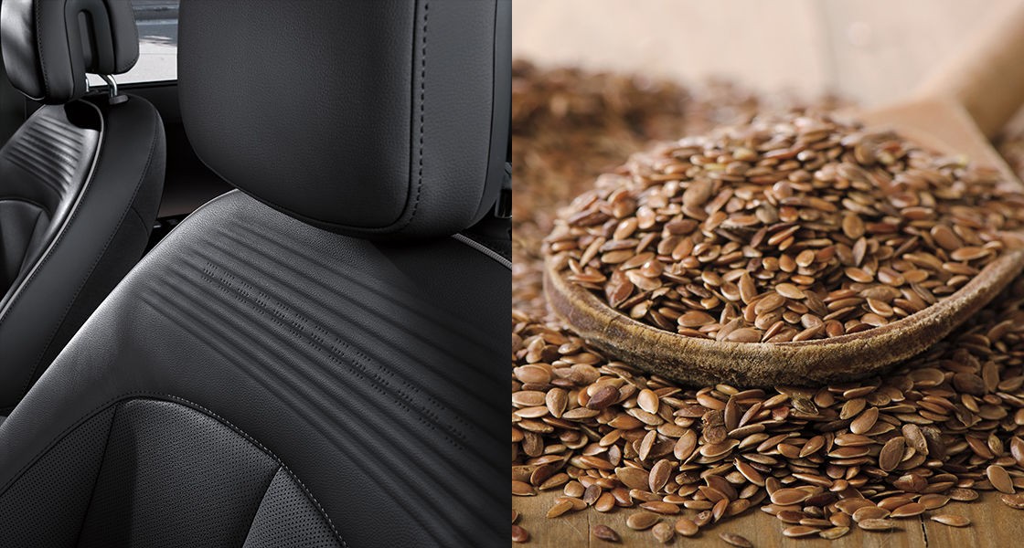 Các thành phần da ghế được nhuộm bằng dầu hạt lanh, được xử lý hoàn toàn thân thiện với môi trường.